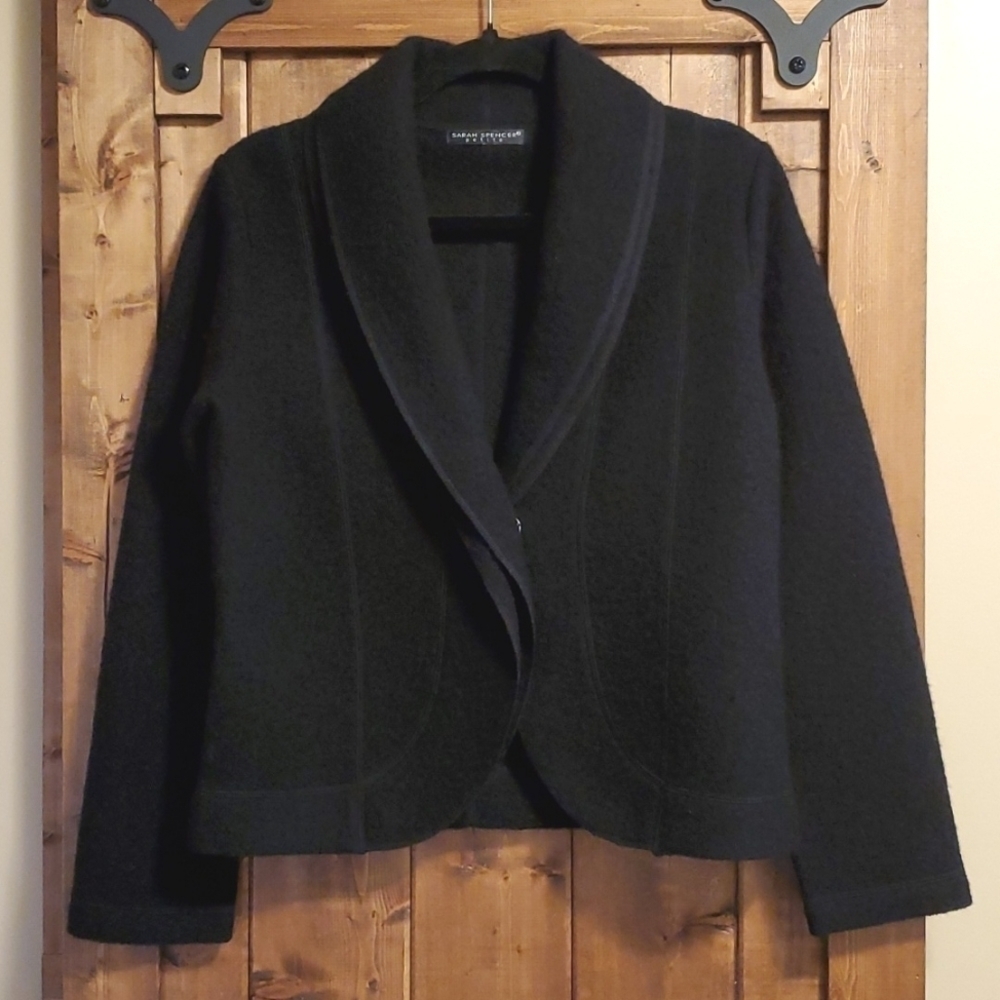Sarah Spencer Petite Black Wool Double Shawl Collar Jacket Size Petite M…